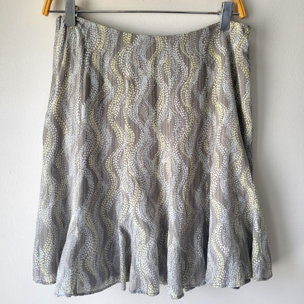 Sigrid Olson Light Gray Lightweight Silk Feminine Classic Flowy Summer Skirt